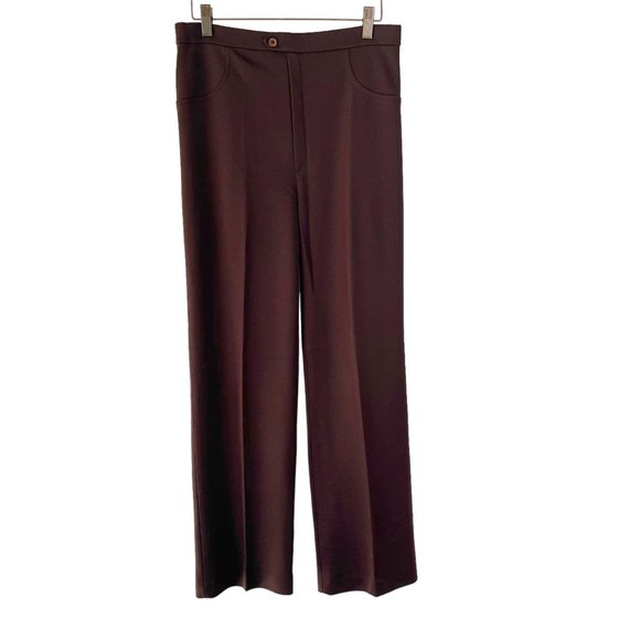 Vintage Pants - Vintage 70s Dark Brown High Rise Wide Leg Medium Tall